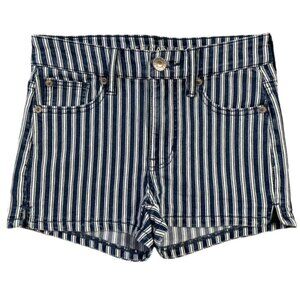 AMERICAN EAGLE Ne(x)t Level Stretch Hi-Rise Shortie Striped Jean Shorts